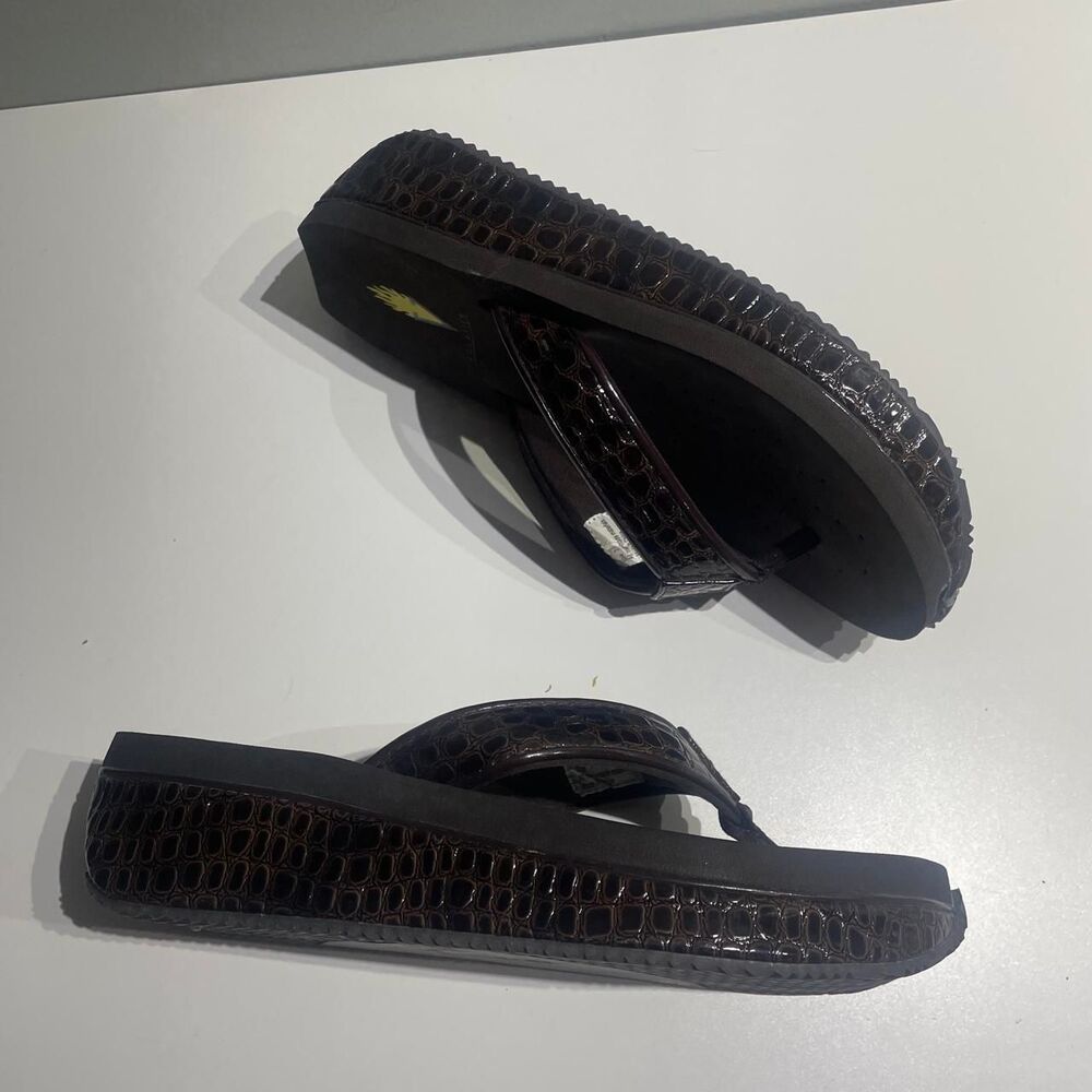 Y2K Platform Flip flops crocodile textured 7